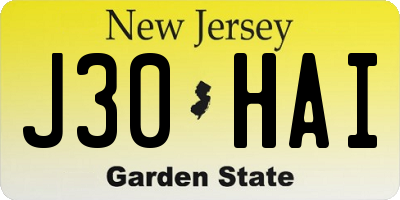NJ license plate J30HAI