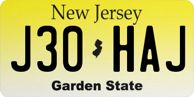 NJ license plate J30HAJ