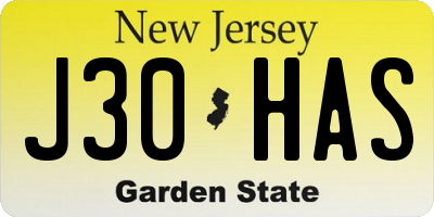 NJ license plate J30HAS