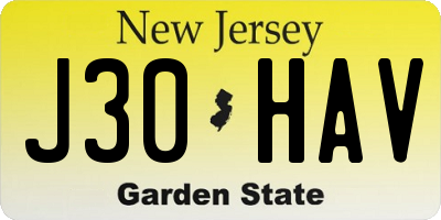 NJ license plate J30HAV