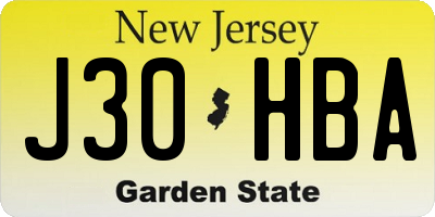 NJ license plate J30HBA