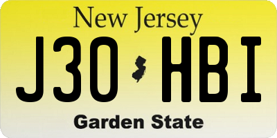 NJ license plate J30HBI