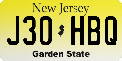 NJ license plate J30HBQ