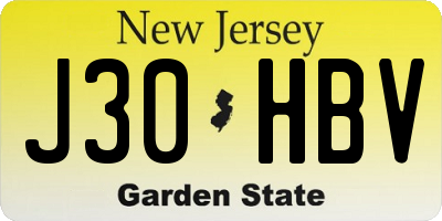 NJ license plate J30HBV