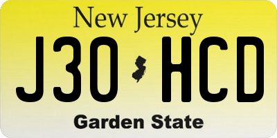NJ license plate J30HCD