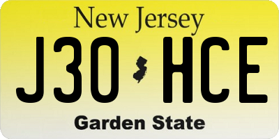 NJ license plate J30HCE