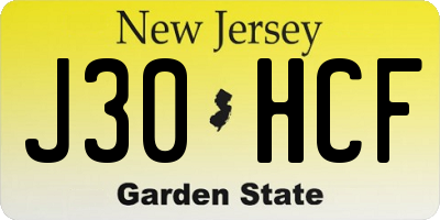 NJ license plate J30HCF