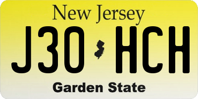 NJ license plate J30HCH