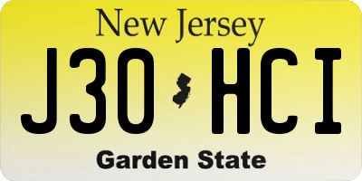 NJ license plate J30HCI