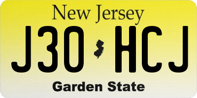 NJ license plate J30HCJ