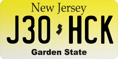 NJ license plate J30HCK