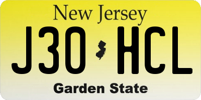 NJ license plate J30HCL