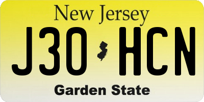 NJ license plate J30HCN