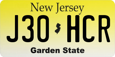 NJ license plate J30HCR
