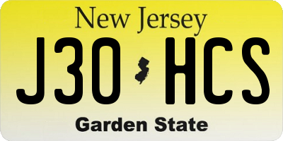NJ license plate J30HCS