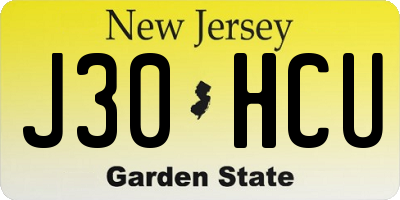 NJ license plate J30HCU