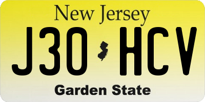 NJ license plate J30HCV