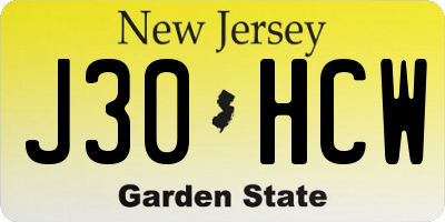 NJ license plate J30HCW