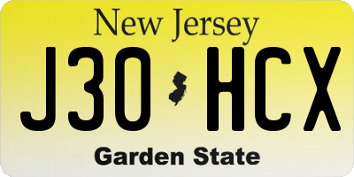 NJ license plate J30HCX