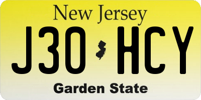 NJ license plate J30HCY