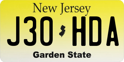 NJ license plate J30HDA