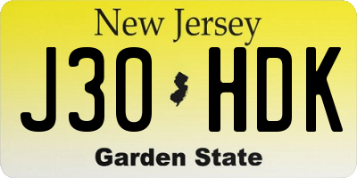 NJ license plate J30HDK