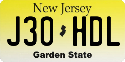 NJ license plate J30HDL