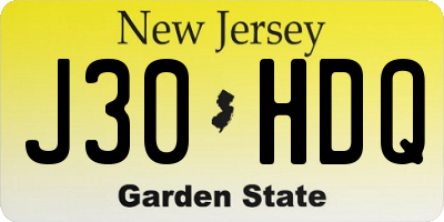NJ license plate J30HDQ