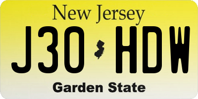 NJ license plate J30HDW