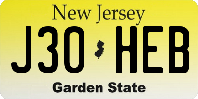 NJ license plate J30HEB