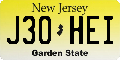NJ license plate J30HEI