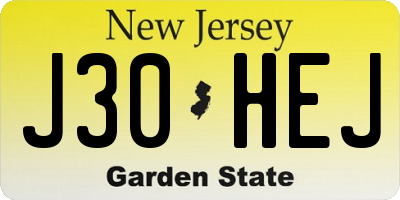 NJ license plate J30HEJ
