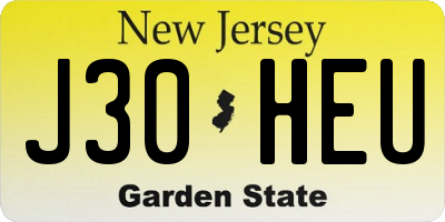 NJ license plate J30HEU