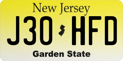 NJ license plate J30HFD