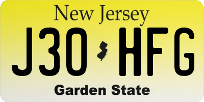 NJ license plate J30HFG