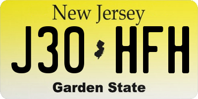 NJ license plate J30HFH