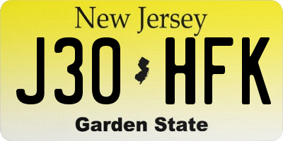 NJ license plate J30HFK