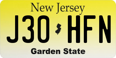 NJ license plate J30HFN