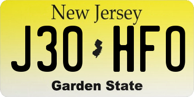 NJ license plate J30HFO