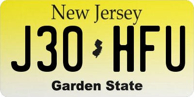 NJ license plate J30HFU