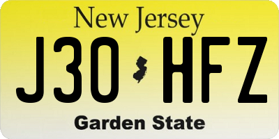 NJ license plate J30HFZ