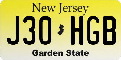 NJ license plate J30HGB
