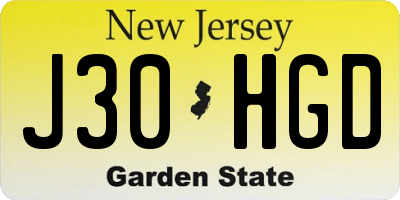 NJ license plate J30HGD