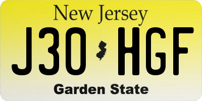 NJ license plate J30HGF