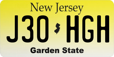 NJ license plate J30HGH