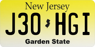 NJ license plate J30HGI