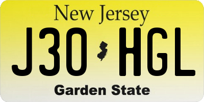 NJ license plate J30HGL
