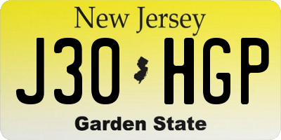 NJ license plate J30HGP