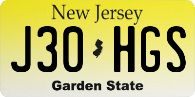 NJ license plate J30HGS