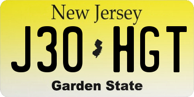 NJ license plate J30HGT
